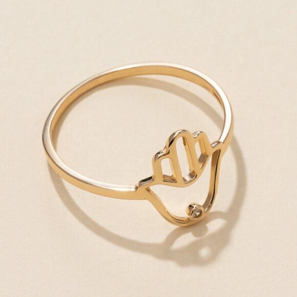 14k solid gold Hamsa ring | Hamsa Ring | Birthday Gift | Real Gold | - Picture 1 of 4